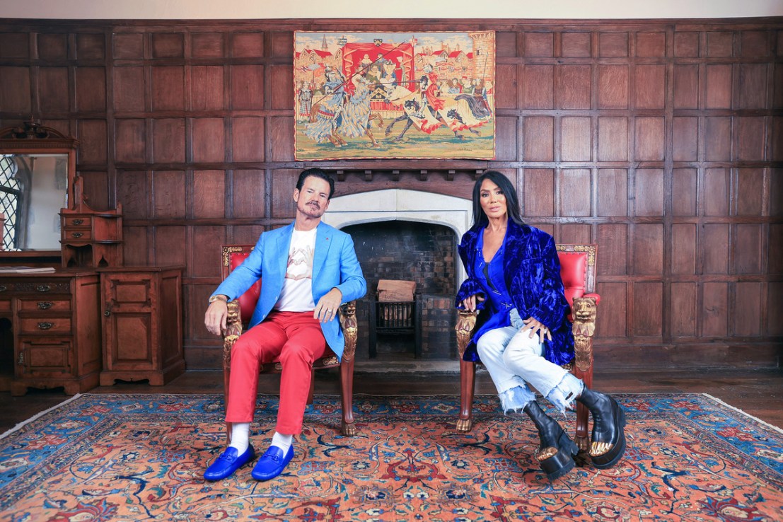 Non-doms Steve Mulholland (left) and Ann Kaplan Mulholland (right) in Lympne Castle (image courtesy of Ann Kaplan Mulholland)