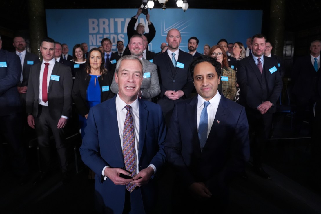 Reform UK party leader Nigel Farage and party chairman Zia Yusuf. Photo: PA