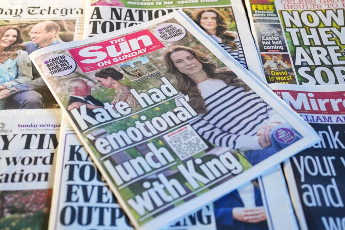 The Sun, The Times and TalkTV form part of News UK. Credit - Getty.