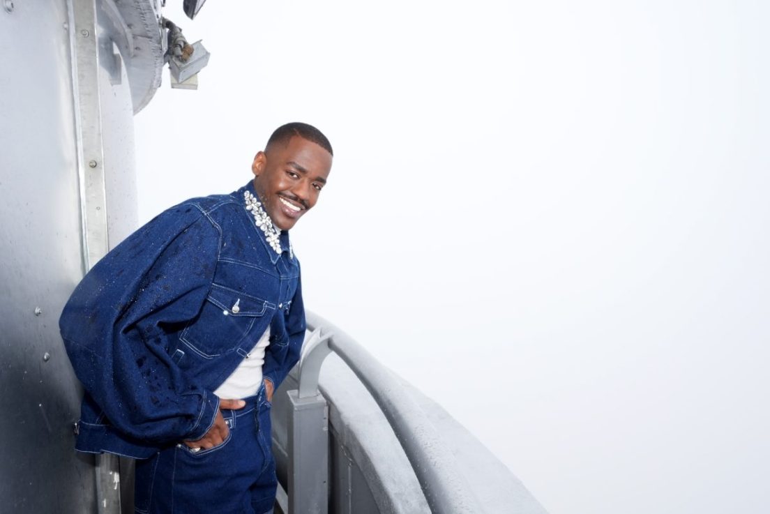NEW YORK, NEW YORK - MARCH 24: Ncuti Gatwa is seen as Ncuti Gatwa and Varada Sethu visit the Empire State Building Ahead of the Season Two Premiere of Doctor Who on Disney+ at The Empire State Building on March 24, 2025 in New York City. (Photo by John Nacion/Getty Images for Empire State Realty Trust)