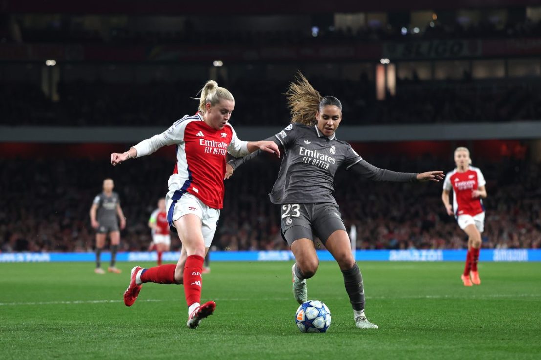 The Uefa Women's Champions League returns to London this afternoon as Arsenal take on Lyon in the first leg of their semi-final.