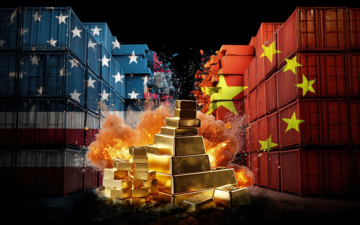 Gold is surging amid an ongoing trade war between the US and China. 
(Design by Billy Breton)