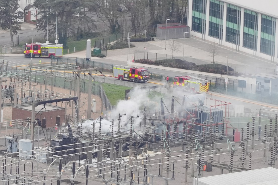 The North Hyde electrical substation which caught fire. Picture date: Friday March 21, 2025. PA Photo. Jonathan Brady/PA Wire