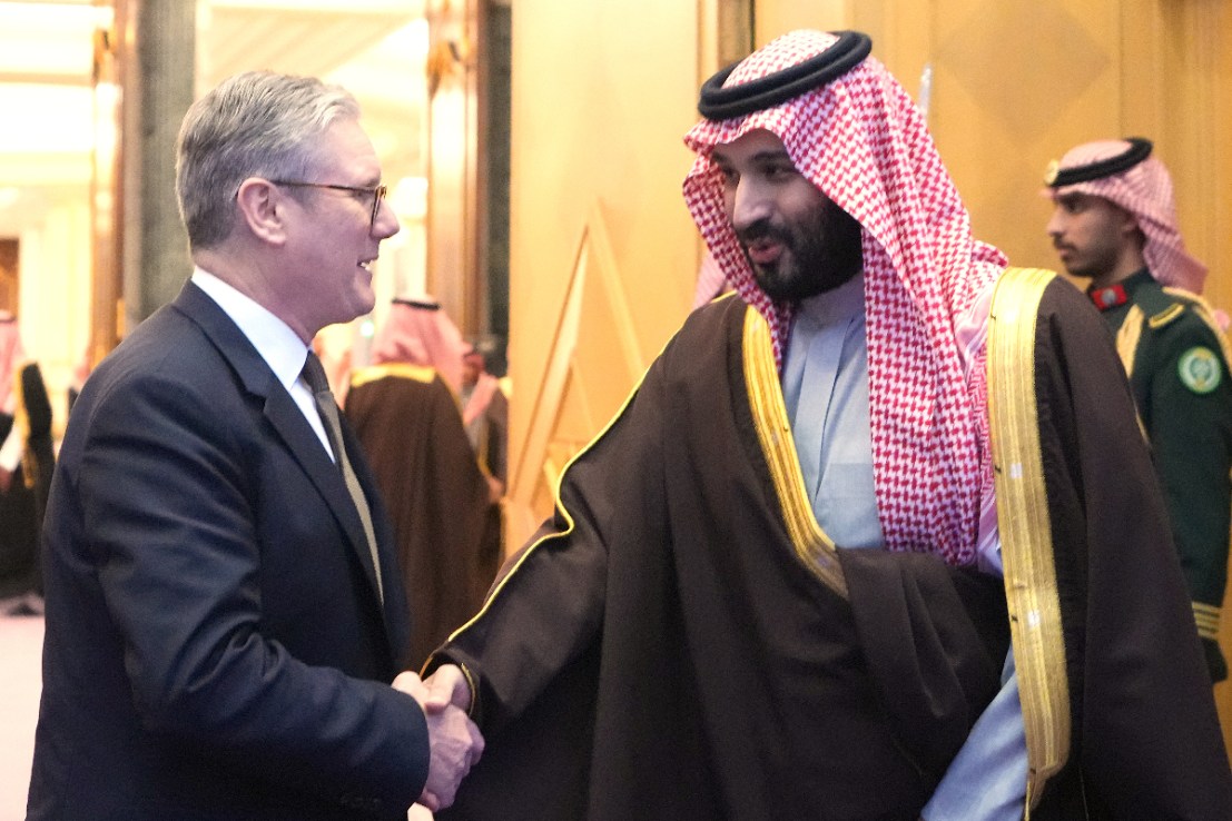 Prime Minister Keir Starmer meets Saudi Arabian Crown Prince Mohammed bin Salman Al Saud at the Royal Court on December 9, 2024 in in Riyadh, Saudi Arabia. (Photo by Kirsty Wigglesworth - WPA Pool/Getty Images)