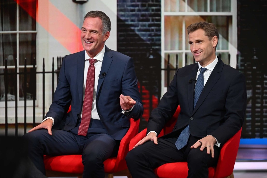BBC handout photo of Science, Innovation and Technology Secretary Peter Kyle (left) and shadow home secretary Chris Philp appearing on the BBC1 current affairs programme, Sunday with Laura Kuenssberg.