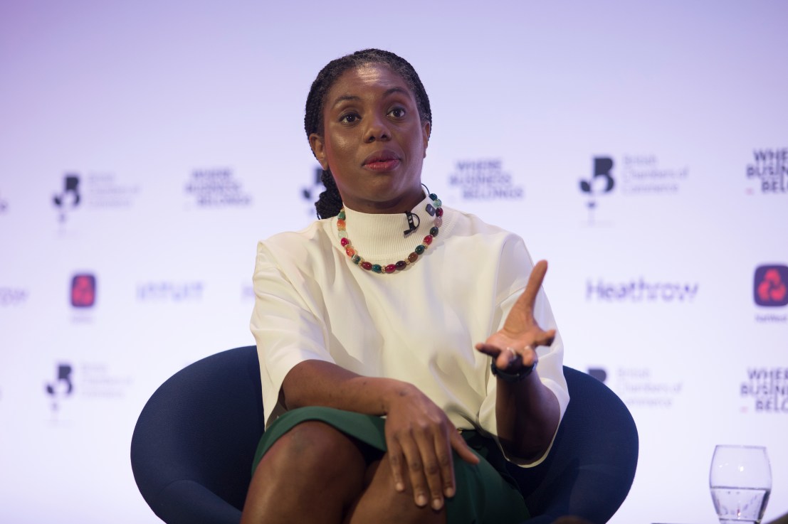 Leader of the Opposition Kemi Badenoch speaks at the Chamber of Commerce, Where Business Belongs at the QE2 in Westminster | Photo by Gretel Ensignia for City AM.