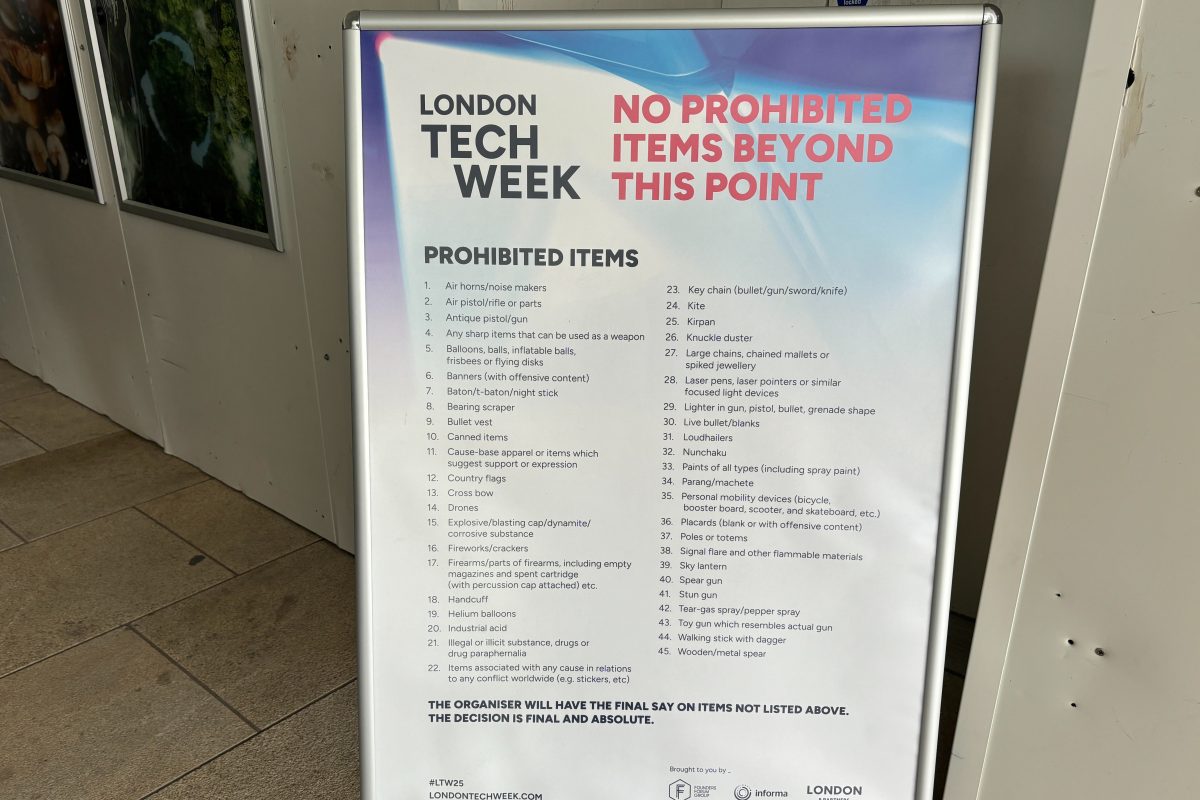 Spear guns, knuckle dusters and machetes: The ‘prohibited items’ at London Tech Week