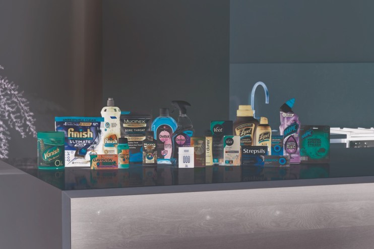 Reckitt brand products including Durex and Dettol displayed as shares fall amid potential £150m impact from Iran conflict