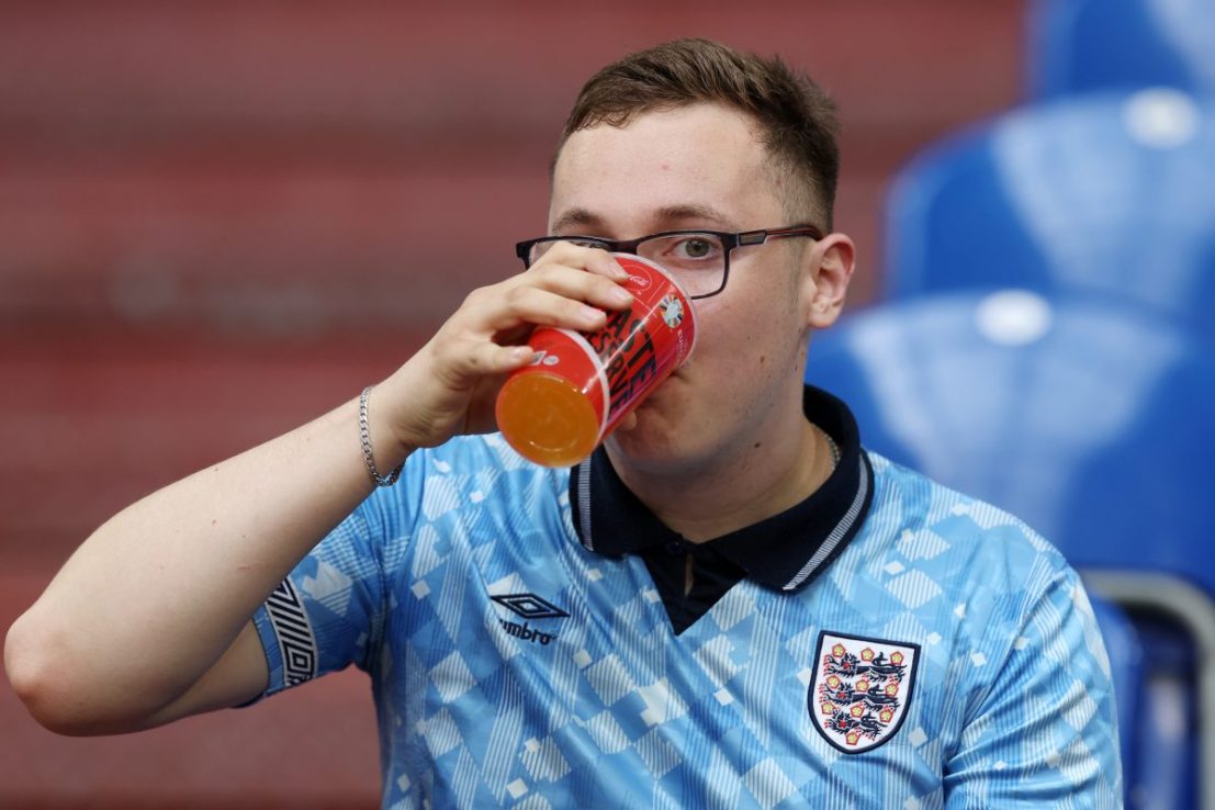 Drinking alcohol in the stands at football matches has been banned in England since the 1980s
