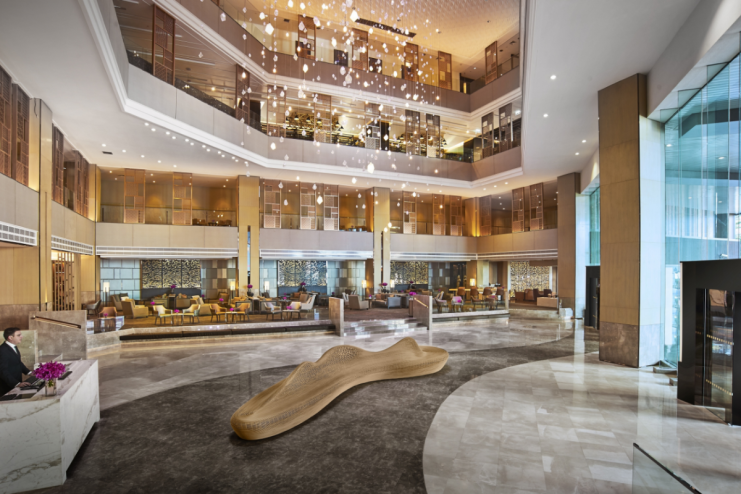 The vast lobby within the Amari Bangkok hotel