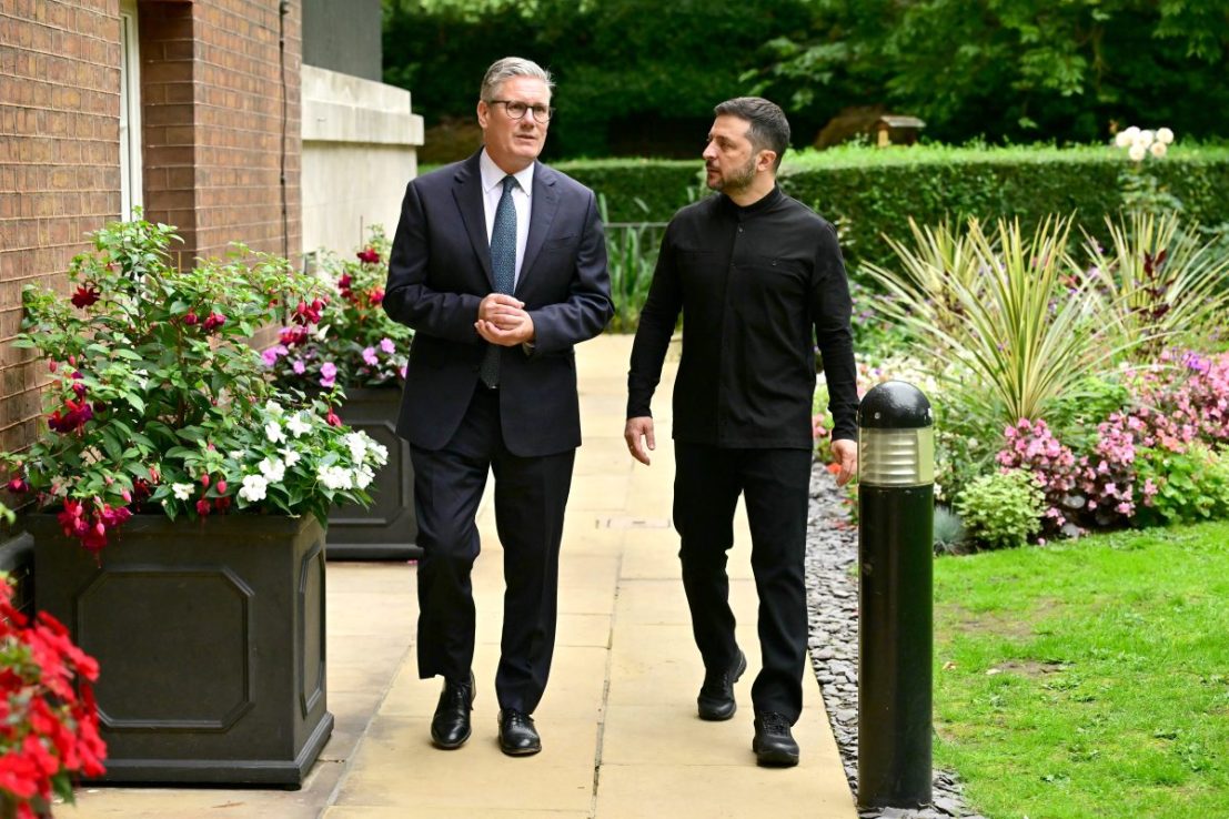 The European leaders have said it is up to Ukraine to decide how it wishes to end the war, and hailed Mr Zelensky’s commitment to a peace that is both “just and lasting”. (Photo by Ben Stansall - WPA Pool/Getty Images)