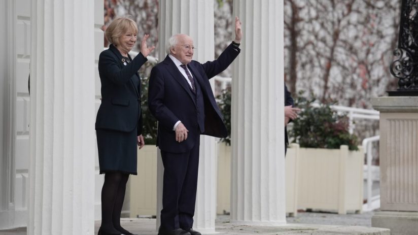 President Michael D Higgins and his wife Sabina Higgins. Photo credit should read: Brian Lawless/PA Wire