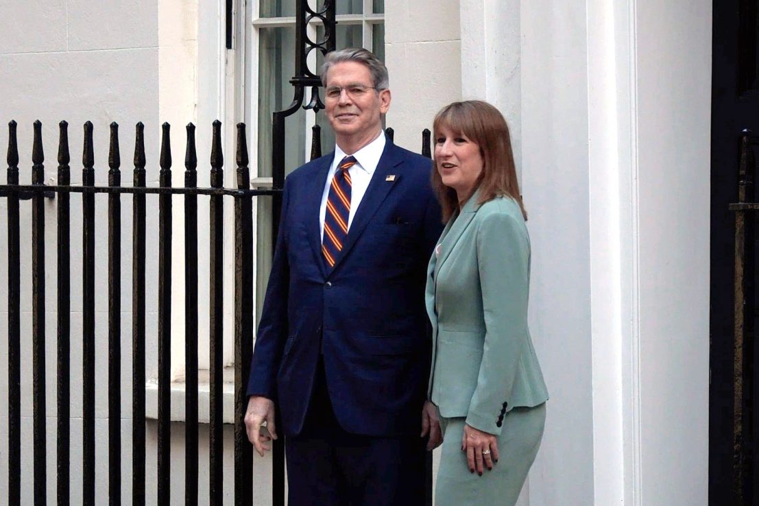 Rachel Reeves hosted Scott Bessent at Downing Street on Tuesday. PA Video/PA Wire
