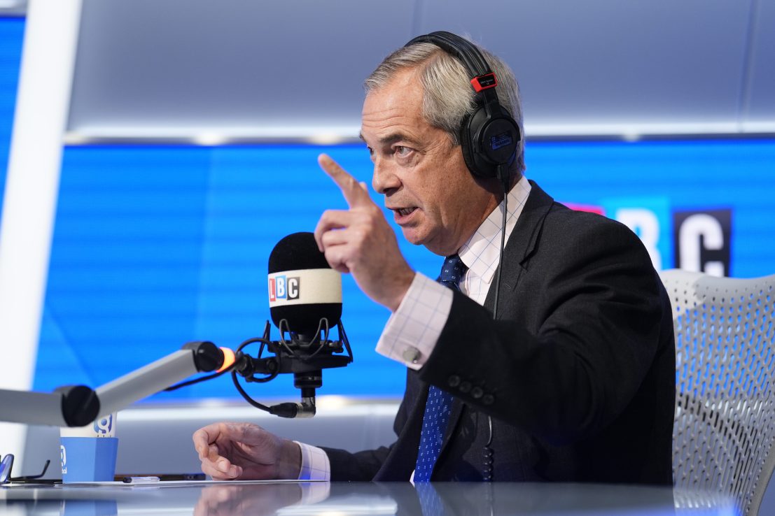 Nigel Farage has appeared to row back on key migration pledges he made this week. Jordan Pettitt/PA Wire
