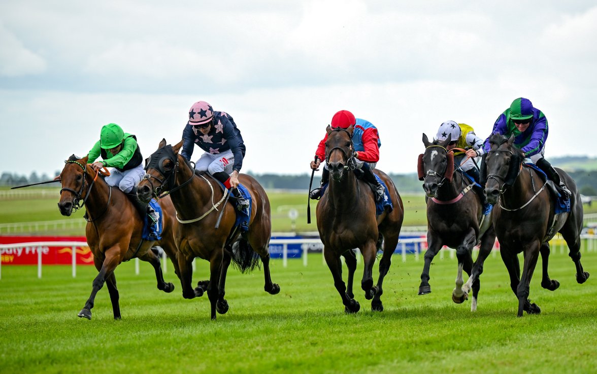 My Mate Alfie (pink cap) finished second at the Curragh last time out.