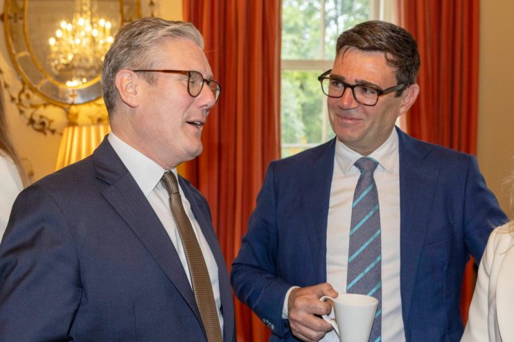 LONDON, ENGLAND - JULY 9: British Prime Minister Sir Keir Starmer hosts the first roundtable of regional English mayors with Andy Burnham (R) Mayor of Greater Manchester, at Downing Street on July 9, 2024 in London, England. Sir Keir Starmer hosted the first roundtable with metro mayors from 11 regions across England. (Photo by Ian Vogler - WPA Pool/Getty Images)