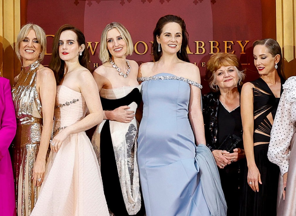 Raquel Cassidy, Sophie McShera, Laura Carmichael, Michelle Dockery, Lesley Nicol and Joanne Froggatt attend the Downton Abbey: The Grand Finale' world premiere on 3 September, 2025 in London. (Photo by John Phillips/Getty Images)