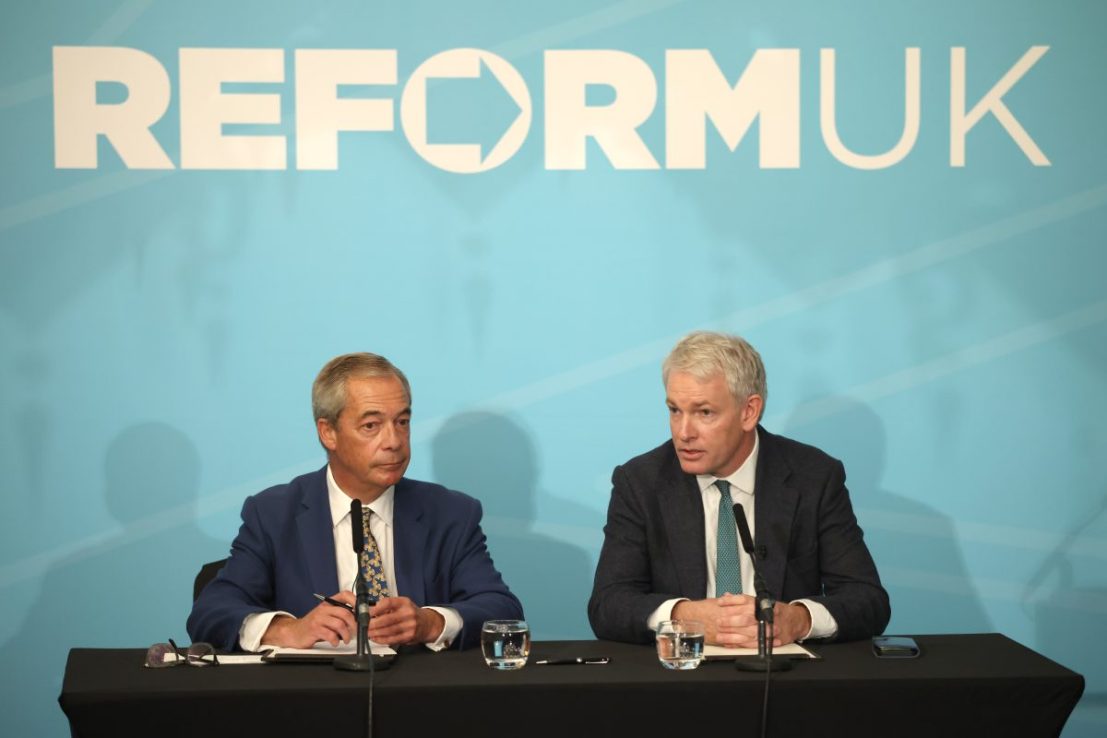 Nigel Farage and Danny Kruger announced the defection at an event this morning. (Photo by Dan Kitwood/Getty Images)