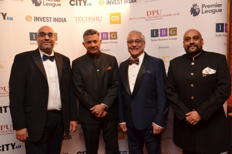 Amarjit Singh, CEO of India Business Group and Founder of The Indian Awards, His Excellency, Vikram Doraiswami, Indian High Commissioner to the UK, Lord Patel of Bradford OBE, Chairman of India Business Group and From left to right: Amarjit Singh, CEO of India Business Group and Founder of The Indian Awards, His Excellency, Vikram Doraiswami, Indian High Commissioner to the UK, Lord Patel of Bradford OBE, Chairman of India Business Group and Lakbir Singh, Chief Operating Officer of India Business Group