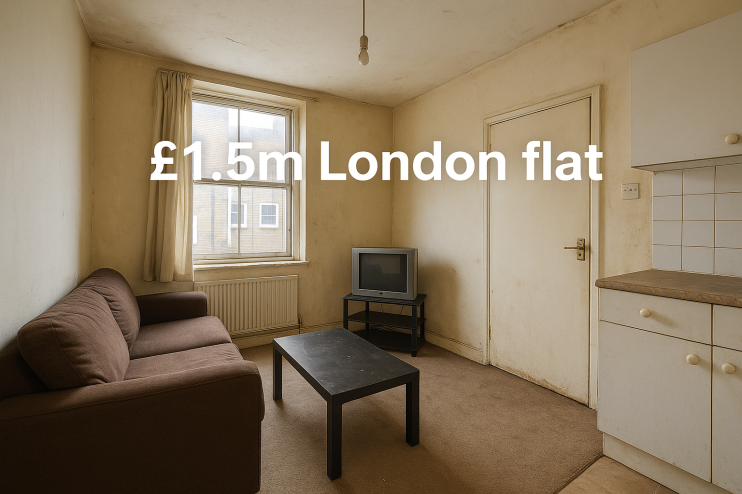 Luxurious &pound;1.5m London flat interior showcasing modern design with spacious living area and high-end finishes