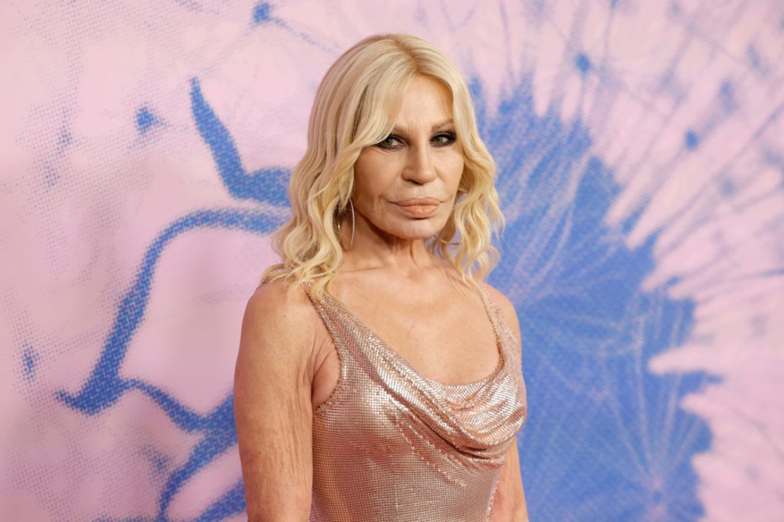 Donatella Versace stepped down from her creative director role in March before the company agreed a sale to Prada. (Photo by Frazer Harrison/Getty Images)