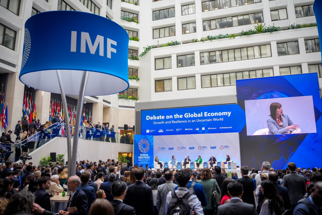 Rachel Reeves at the IMF's spring meeting earlier this year  (Photo by Andrew Harnik/Getty Images)