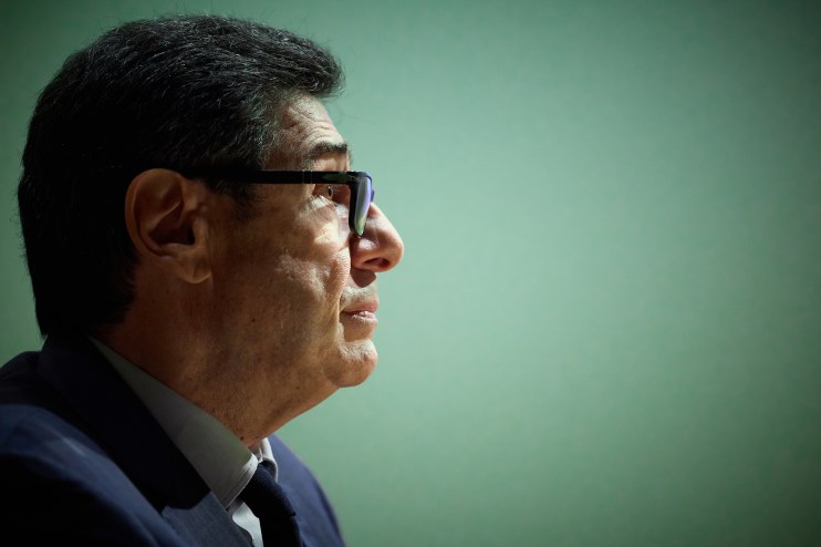 GettyImages 2240975358 depicts a significant news event, capturing notable figures in a dynamic business meeting setting.