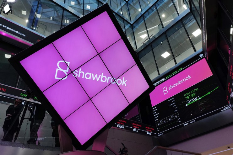 Shawbrook Bank signage outside London Stock Exchange building, highlighting financial growth and business presence in the ...