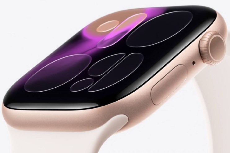 Apple Watch displaying fitness tracking data on a sleek wristband, highlighting advanced health monitoring features