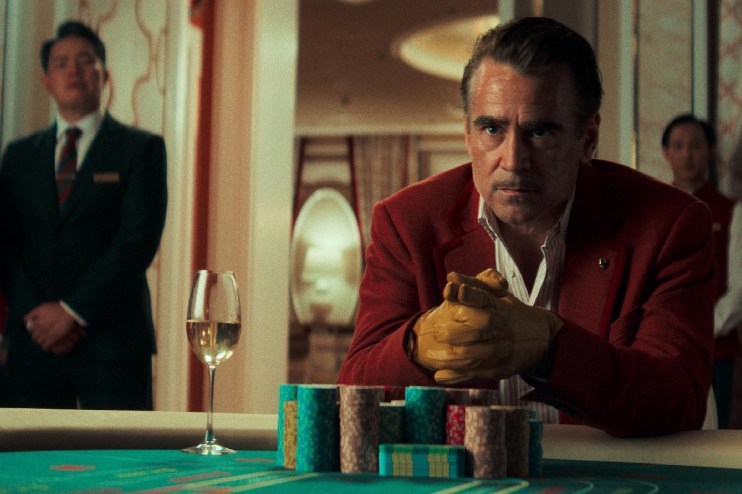 Small player engaged in a high-stakes game, capturing the tension and strategy in a dramatic casino setting.