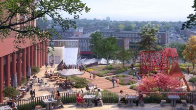 Lewisham shopping center redevelopment by Landsec showcasing modern architectural design and urban community spaces.