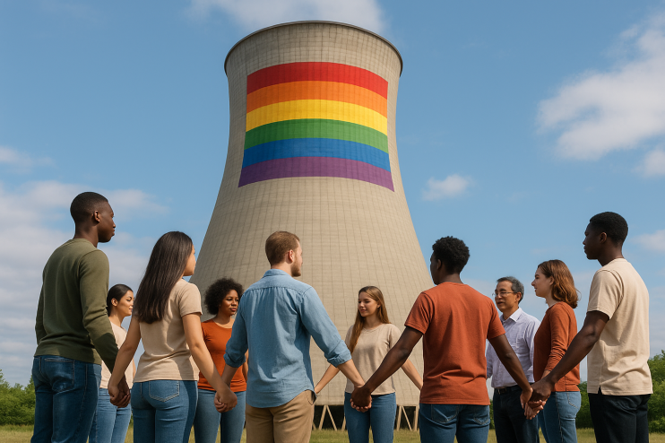 Nuclear reactor control room with engineers monitoring systems, highlighting energy innovation and technology advancements