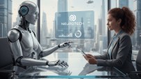 AI-powered virtual job interview platform showcasing candidate interaction with digital interviewer interface