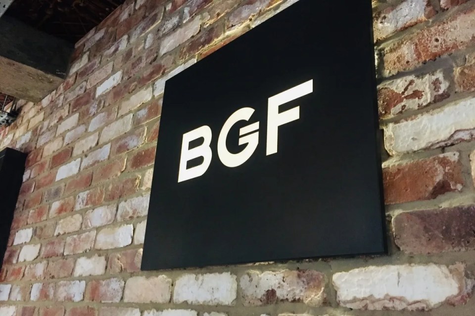 BGF signage prominently displayed on a building exterior, illustrating the companys branding and presence in the business ...
