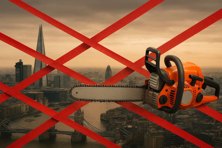 City bureaucracy concept with tangled red tape symbolizing administrative challenges and inefficiencies