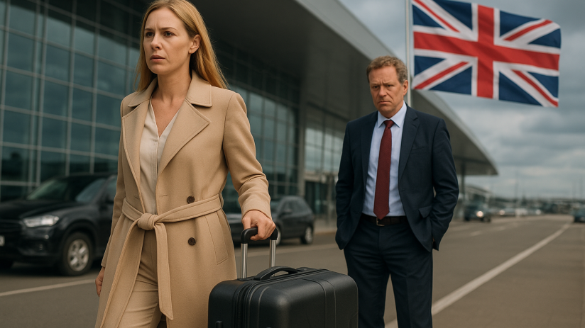 High-net-worth couple in tense discussion over divorce settlement at a luxurious office setting, highlighting legal comple...