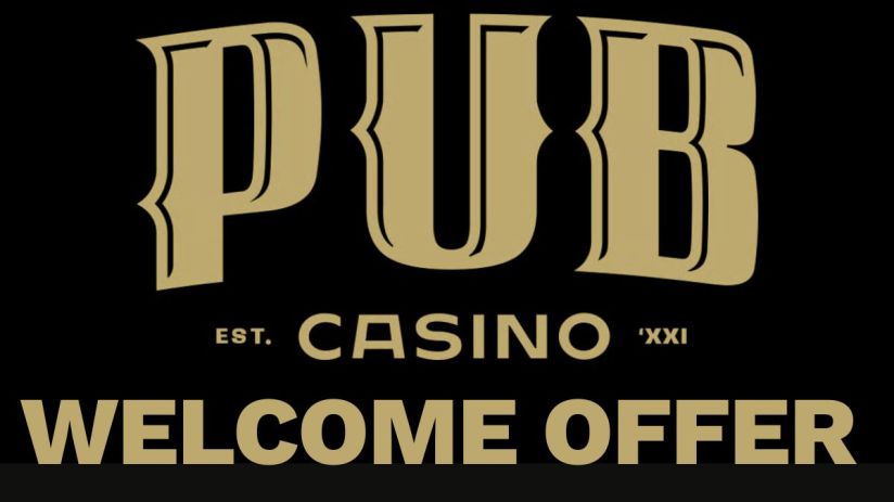 Pub Casino welcome offer banner with vibrant graphics, highlighting exclusive bonuses for new players on a business website