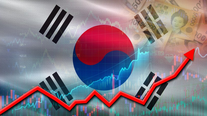 South Korean cityscape with high-rise buildings and bustling streets, highlighting urban development and economic growth