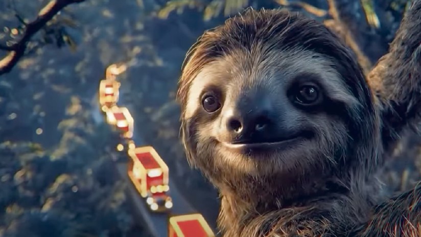 Coca-Cola bottle being held by a sloth in a rainforest setting, highlighting unique marketing campaign for sustainability ...