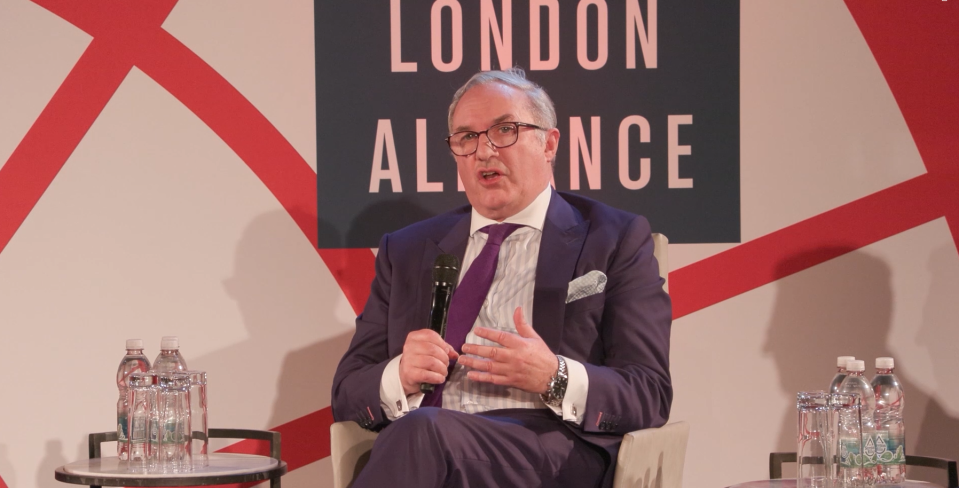 Gareth Hughes speaking at Opportunity for Growth Panel 5, discussing business development strategies and economic trends.