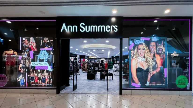 Ann Summers store entrance at Lakeside Shopping Centre showcasing lingerie and fashion displays