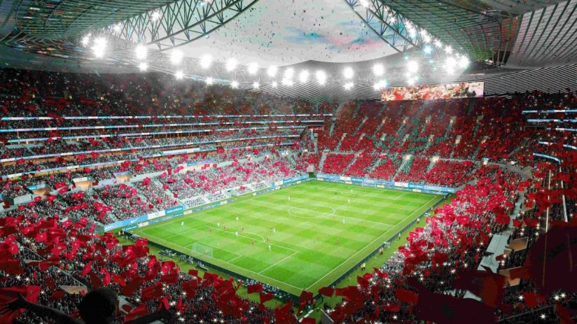 Grand Stade Hassan II showcasing modern architecture and design in a vibrant urban setting, reflecting cultural significance.