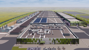 Google UKs new data center conceptual render showcasing modern architecture and sustainable design elements