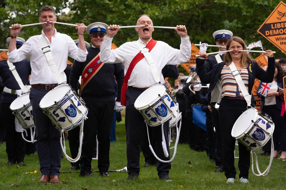 Ed Davey addressing media outside Westminster as Liberal Democrats leader