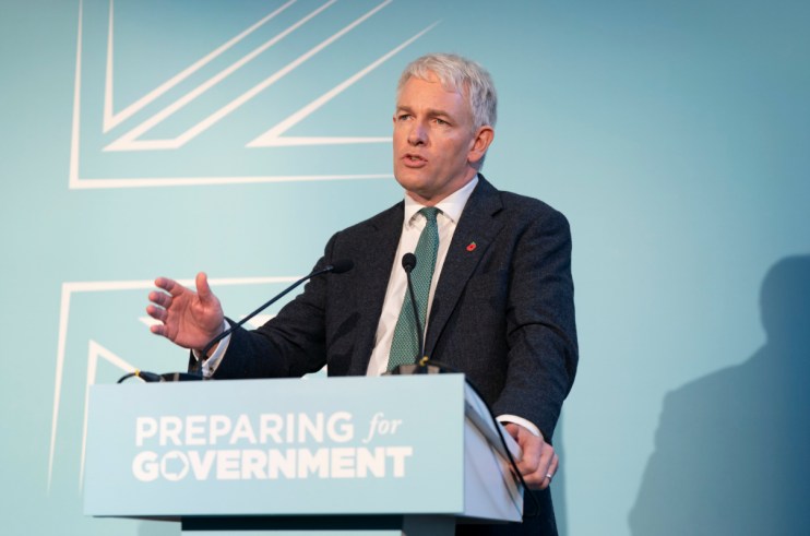 Danny Kruger of Reform UK discusses civil service reform at a press conference, emphasizing policy changes.