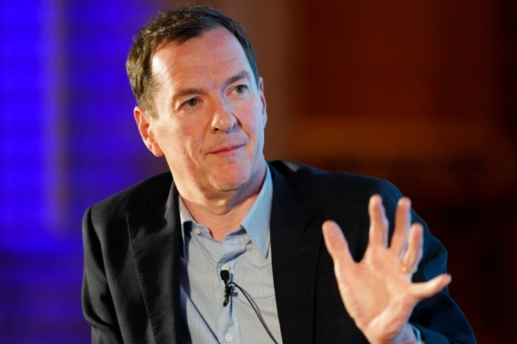 George Osborne delivering a speech at a business conference, addressing economic policies and financial strategies.