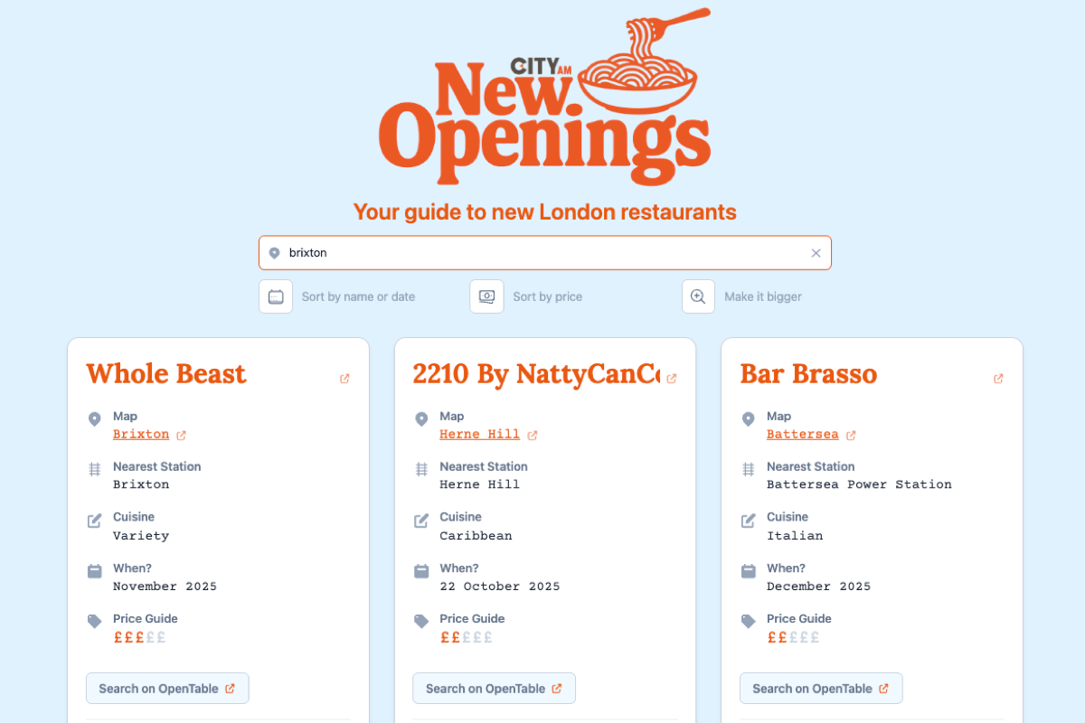 City AM Launches AI-Powered Guide to London's New Restaurant Openings