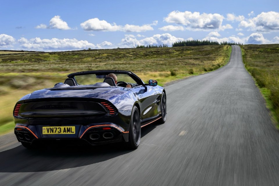 The Aston Martin Vanquish Volante tearing through the roads of Wales