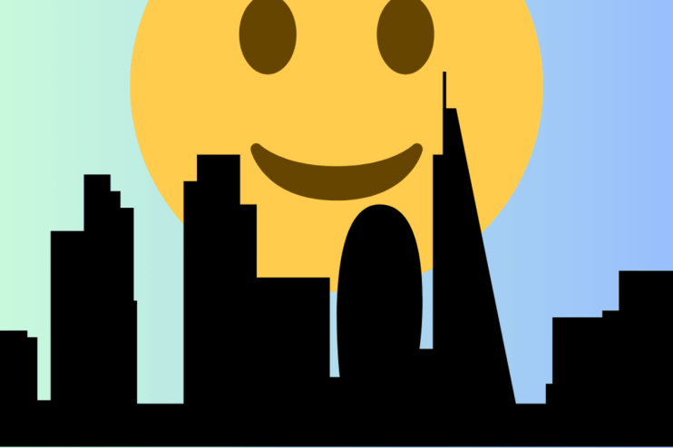 British citizens showcasing optimism in a public gathering, reflecting positive sentiments amid current economic conditions