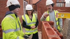 Rachel Reeves at construction site, inspecting housebuilding progress, highlighting Labours commitment to housing developm...
